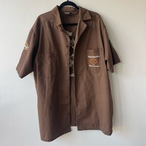 Brown Harley-Davidson Button-Up Shirt